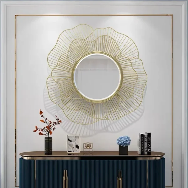 85x75cm big flower Hot Trend Iron Mirror Hanging Decorative Mirror large Wall Mirror Furniture With Eye-catching Design - Image 2