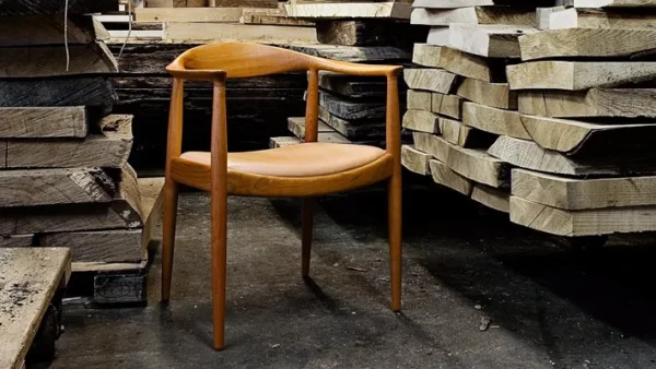 Modern Classic Living room the kennedy dinning chair leather seat solid wooden chair wegner armchair round chair - Image 4