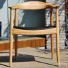 Modern American Kennedy armchair Office chair with PU leather cushion chaises de salle a manger en bois massif - Image 3
