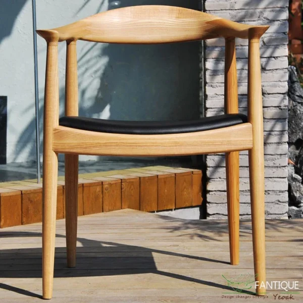 Modern American Kennedy armchair Office chair with PU leather cushion chaises de salle a manger en bois massif - Image 3