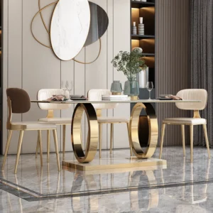 Light Luxury Dining Tables Marble Top Dining Room Sets Modern With Base Luxury Dining Table Home Furniture