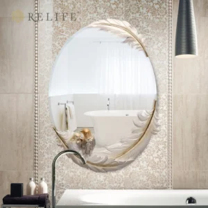 Custom design picture white resin painting wall art living room wall mirror