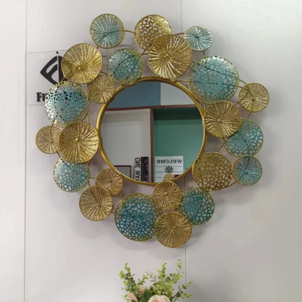 84cm factory price European round mirror living room lotus leaf frame wall hanging mirror porch sofa wall hanging decorate - Image 4