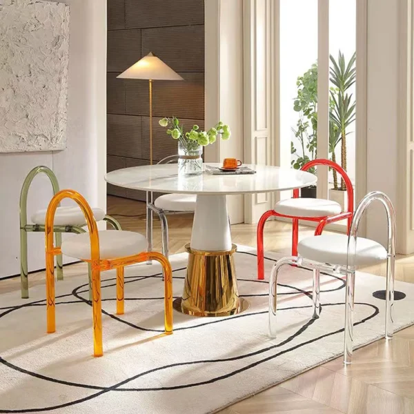 Cafe Transparent Plastic Chair European Style Acrylic Dining Chair Home Bedroom - Image 6