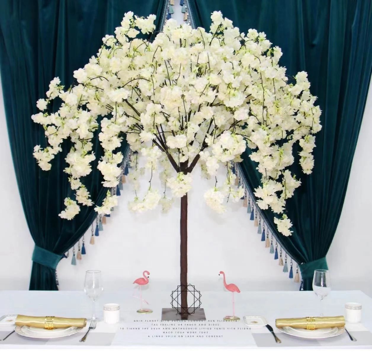 O-X502 Wedding Events Decorations Table Tree White Pink Artificial Cherry Blossom Tree Indoor Outdoor 5ft Cherry Blossom Tree - Image 4
