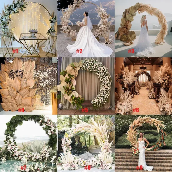 GIGA 2m round white arch backdrop European geometric flower door wedding ceremony column arch backdrop flower - Image 5
