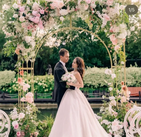 GIGA 2m gold Wedding stage decoration props iron art three-dimensional arch outdoor courtyard flower frame iron - Image 6
