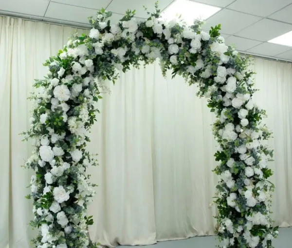 GIGA 2m round white arch backdrop European geometric flower door wedding ceremony column arch backdrop flower - Image 3