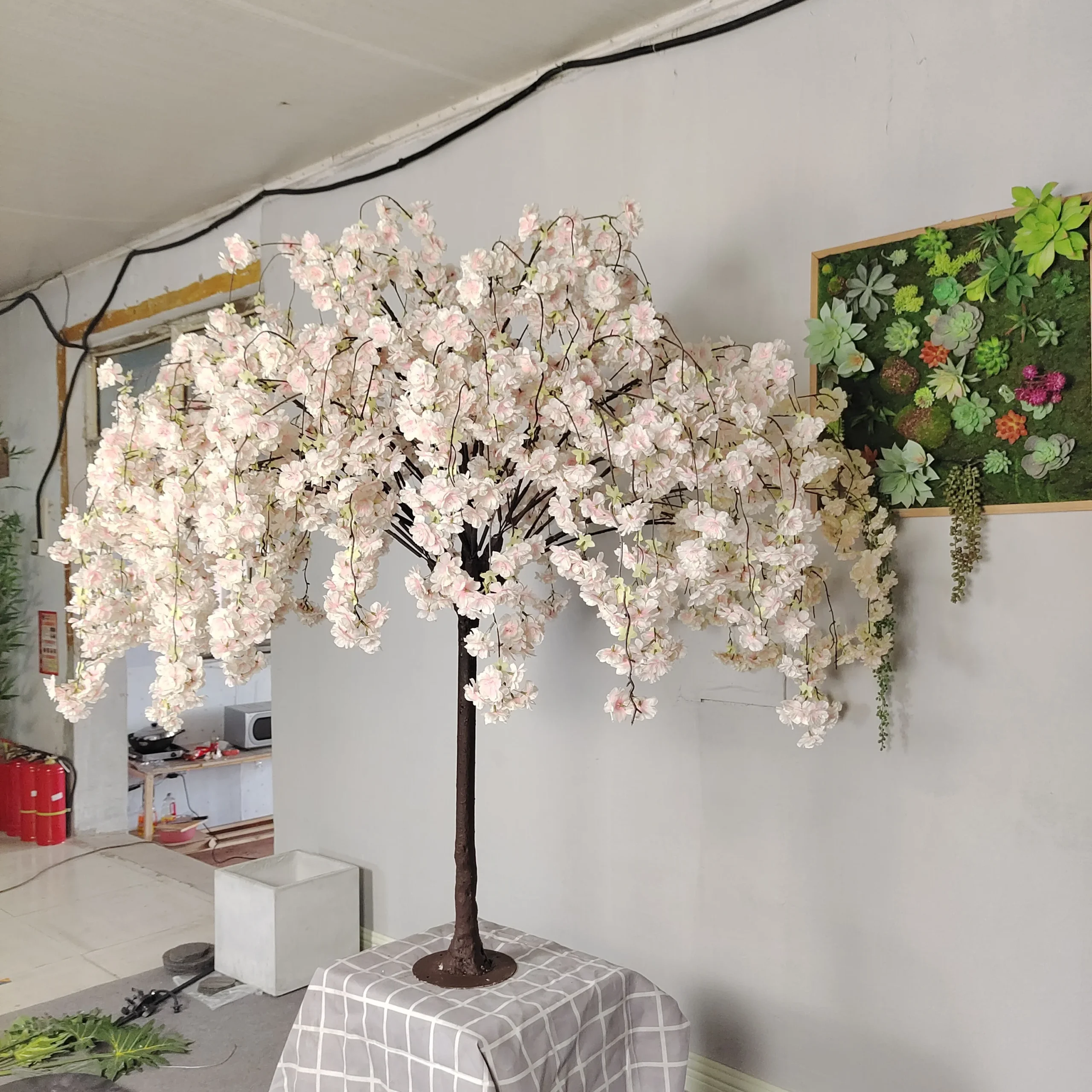 O-X502 Wedding Events Decorations Table Tree White Pink Artificial Cherry Blossom Tree Indoor Outdoor 5ft Cherry Blossom Tree - Image 5