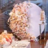 GIGA selling round customize arch flowers 8ft  round arch aluminum wedding backdrop stand event  flower arch maroon and white - Image 6