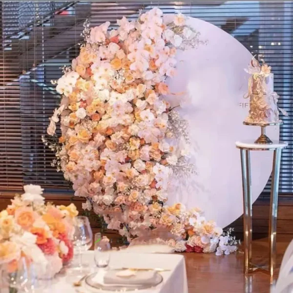 GIGA selling round customize arch flowers 8ft  round arch aluminum wedding backdrop stand event  flower arch maroon and white - Image 6