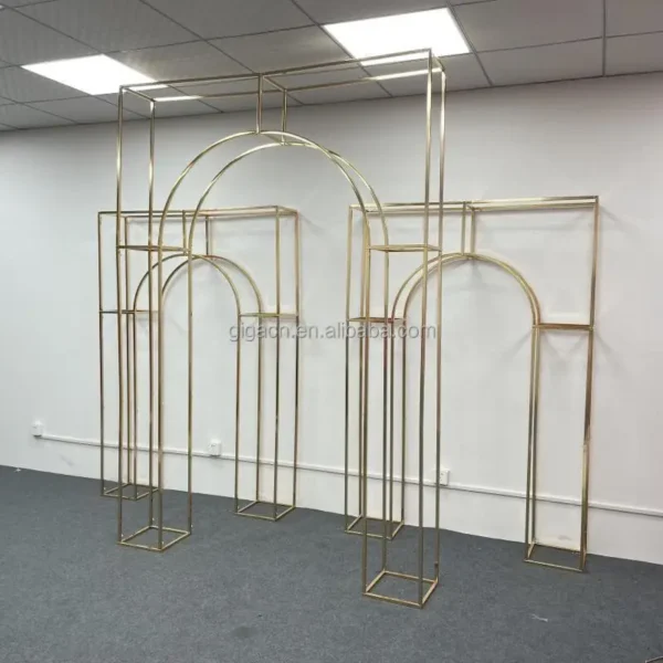 GIGA 2m gold Wedding stage decoration props iron art three-dimensional arch outdoor courtyard flower frame iron - Image 2
