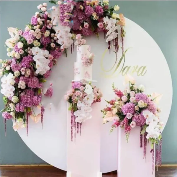GIGA selling round customize arch flowers 8ft  round arch aluminum wedding backdrop stand event  flower arch maroon and white