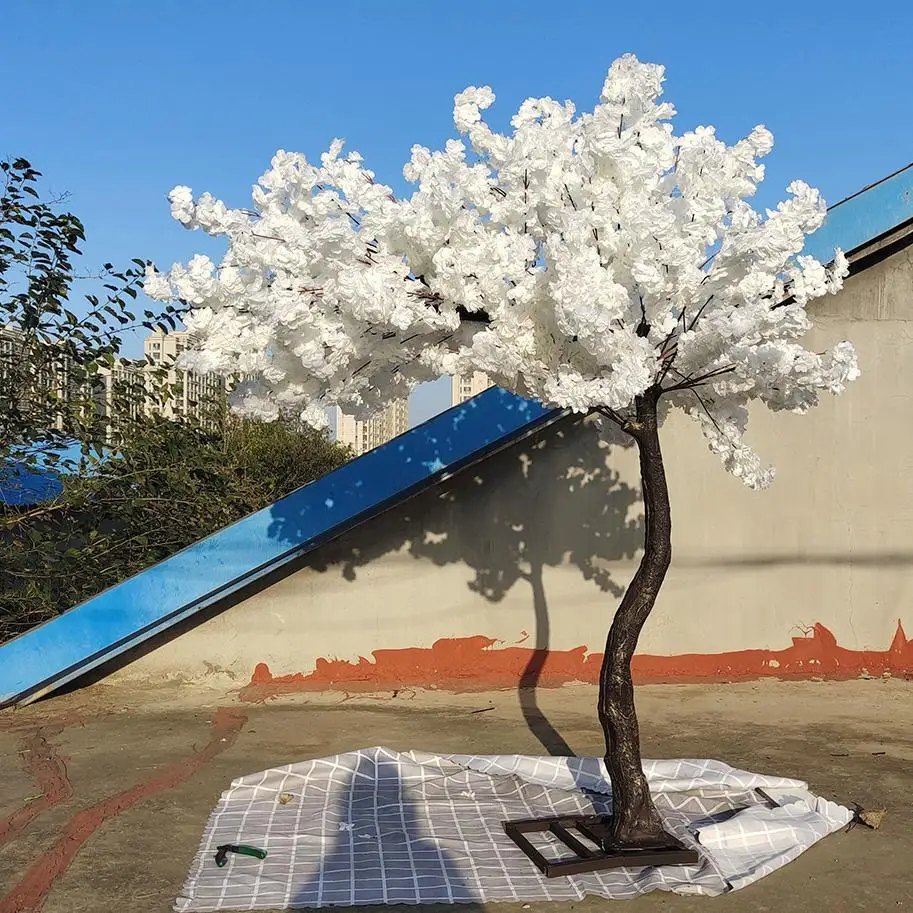 OEM outdoor custom indoor sakura Wholesale flower artificial Japanese pink wedding table cherry blossom white flowers tree