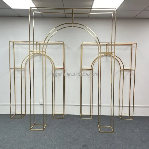 GIGA 2m gold Wedding stage decoration props iron art three-dimensional arch outdoor courtyard flower frame iron - Image 3