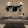 120*55 with light factory price led Large Home Decor Art Design Silent world map Decorative living room Office Wall Clock 3D - Image 3