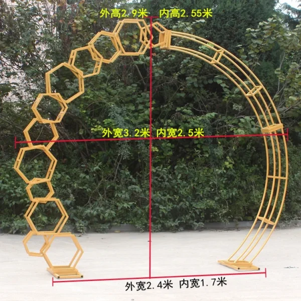 GIGA New wedding ceremony iron arch outdoor wedding decoration pergola European geometric flower door special-shaped truss door - Image 4