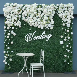 Cloth Plant Wall White Artificial Rose Roll Up Fabric Green Turf Outdoor Wedding Backdrop Flower Wall Party Props Window Display