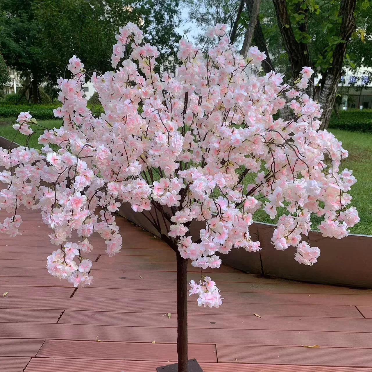 O-X502 Wedding Events Decorations Table Tree White Pink Artificial Cherry Blossom Tree Indoor Outdoor 5ft Cherry Blossom Tree - Image 3