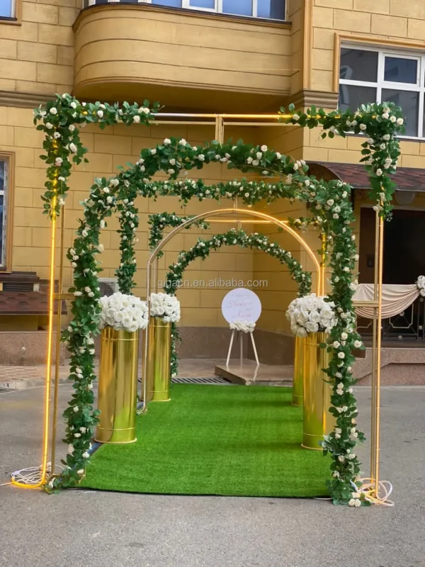 GIGA 2m gold Wedding stage decoration props iron art three-dimensional arch outdoor courtyard flower frame iron