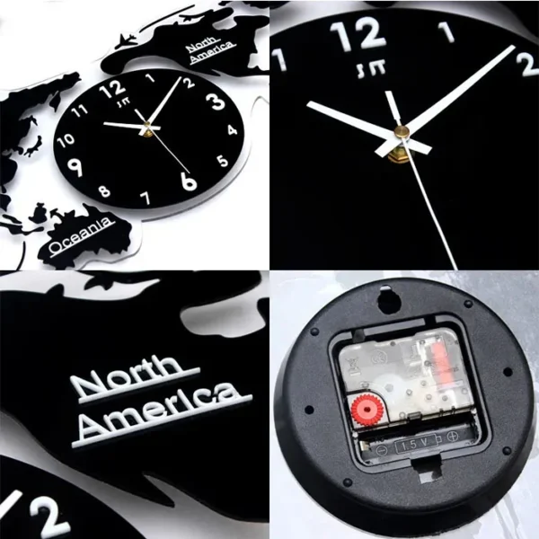 120*55 with light factory price led Large Home Decor Art Design Silent world map Decorative living room Office Wall Clock 3D - Image 5