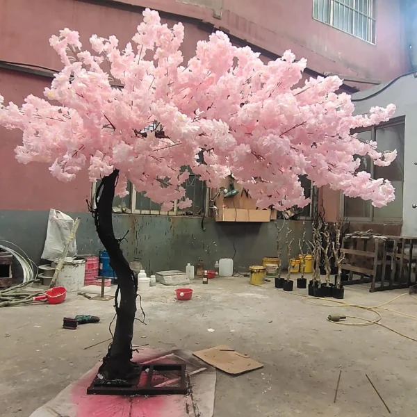 OEM outdoor custom indoor sakura Wholesale flower artificial Japanese pink wedding table cherry blossom white flowers tree - Image 6
