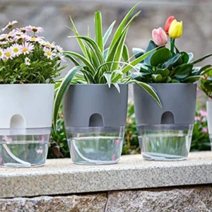 3.2 Inch Self Watering Flower Pot Modern Decorative Plastic Planter with Extra Large Water Storage for House Plants