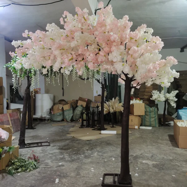 OEM outdoor custom indoor sakura Wholesale flower artificial Japanese pink wedding table cherry blossom white flowers tree - Image 3