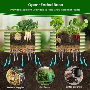 60*60*29cm Round Metal Raised Garden Bed Patio Planter Raised Beds Outdoor Garden Planter Box for Vegetable Flower Herb