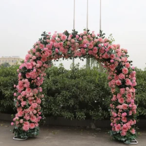 High quality best-selling wedding arch pink peony artificial rose arch outdoor wedding decorations
