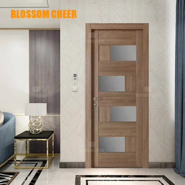 High Quality Manufacturers Wood Veneer Door With Frame Modern Style Design Wooden Glass Doors Interior Designs For House - Image 6