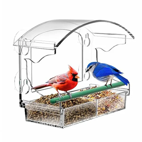 Clear Window Bird Feeder with 4 Strong Suction Cups and Detachable Seed Tray, Acrylic Birds Feeders for Outside Mounted Viewing - Image 6
