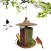 Large Capacity Bird Feeder Hanging Metal Mesh with Copper Holder Wild Outdoor Garden Backyard with Plastic Tube Hopper Feeders - Image 6