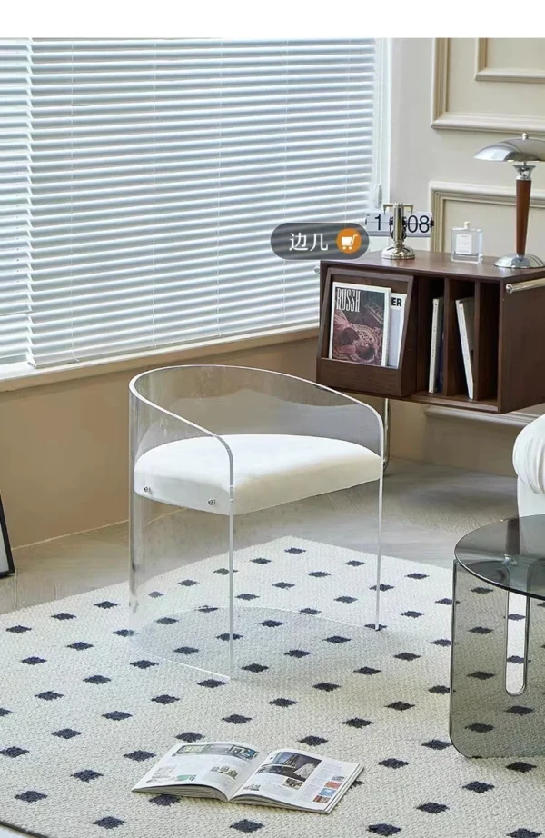 Hot Sales Luxury Transparent Acrylic Armrest Dining Chair Restaurant Makeup Chair With Headrest - Image 4