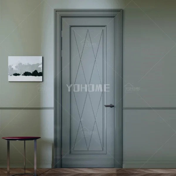 American style high end bedroom wood doors inside luxury modern wood doors painted grey interior wooden doors - Image 5