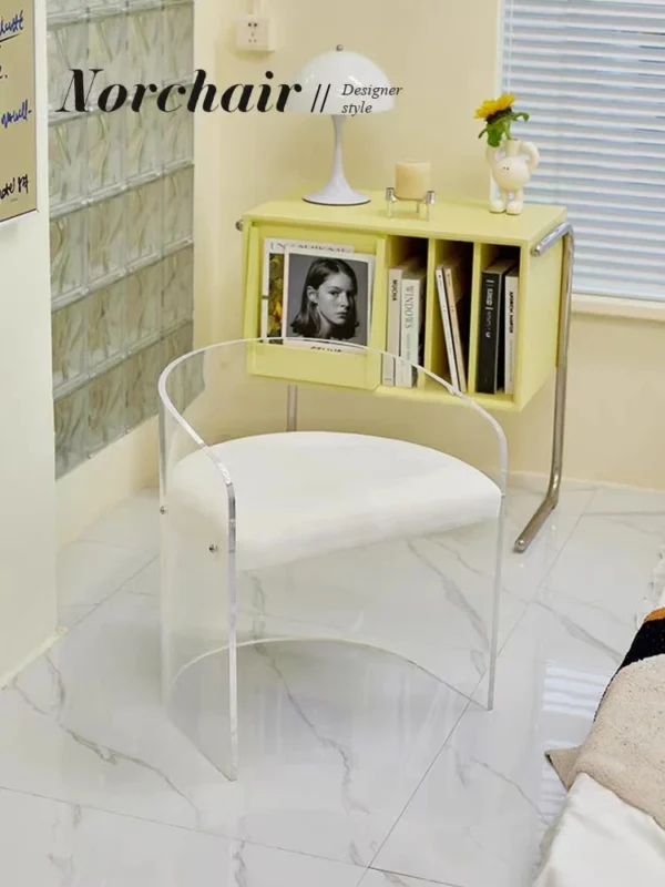 Hot Sales Luxury Transparent Acrylic Armrest Dining Chair Restaurant Makeup Chair With Headrest