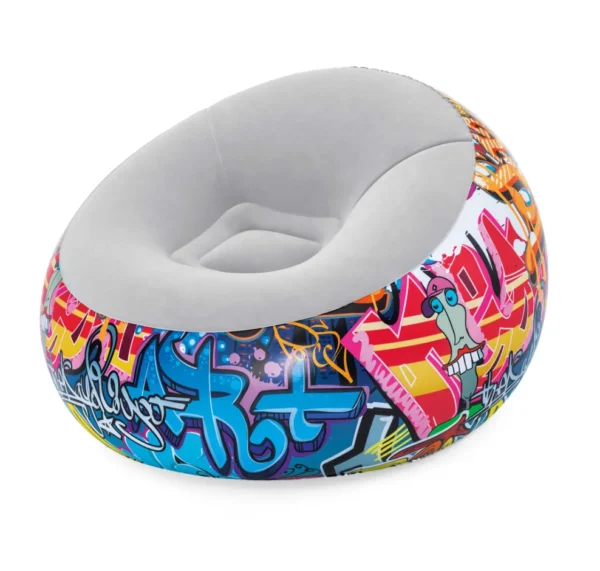 Bestway 75075 Inflatable Graffiti Air Chair Foldable Portable Sofa Furniture - Image 6