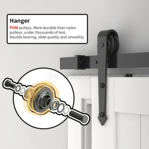 8FT/2.44m Antique Double Sliding Barn Door Hardware Roller Track Kit Black