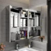smart mirror cabinet illuminated bathroom mirror cabinet single door stainless steel wall mounted medicine cabinet led lighting - Image 6