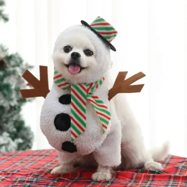Big dogs new dog Christmas pet supplies clothes cat costumes funny autumn and winter standing snowman costume - Image 5