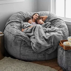 Furniture Giant Washable Soft Fluffy Faux Velvet Big Lazy 6ft Sofa Bed Kids Bean Bag Cover Fabric Living Room Chair