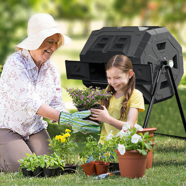American Garden Courtyard Composting Bin Double bin Independent Composting Drum 160L Large Capacity Fermented Organic Fertilizer - Image 3