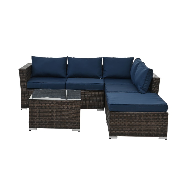 Patio Furniture, Outdoor Furniture, Seasonal PE Wicker Furniture, 4 Set Wicker Furniture With Tempered Glass Coffee Table - Image 9