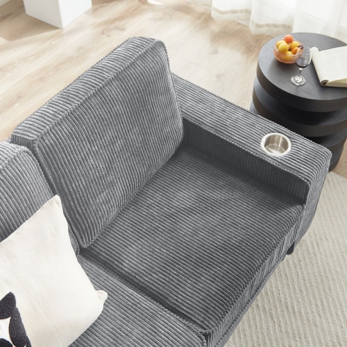 83.86Corduroy Fabric Sofa,Modern Compressed Couch,3-Seater Sofa, Furniture For Living Room,Bedroom,office - Image 5