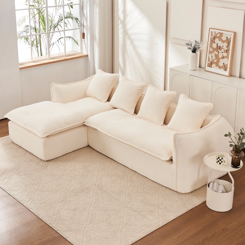VIDEO Provided Sofa Deep Seat Sofa 3 Seater For Living Room Oversized Comfy Sofa L-Shape Sofa Couch With Chaise Home Furniture Sleeper Sectional Sofa For Apartment, Office Left Hand Facing - Image 6