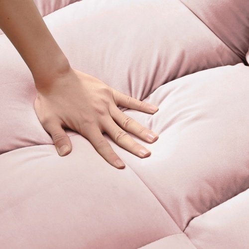 Modern Velvet Loveseat Futon Sofa Couch W Pullout Bed,Small Love Seat Lounge Sofa W Reclining Backrest,Toss Pillows, Pockets,Furniture For Living Room,3 In 1 Convertible Sleeper Sofa Bed - Image 6