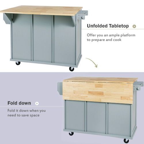 Kitchen Trolley With Rubberwood Folding Leaf Countertops - Image 3