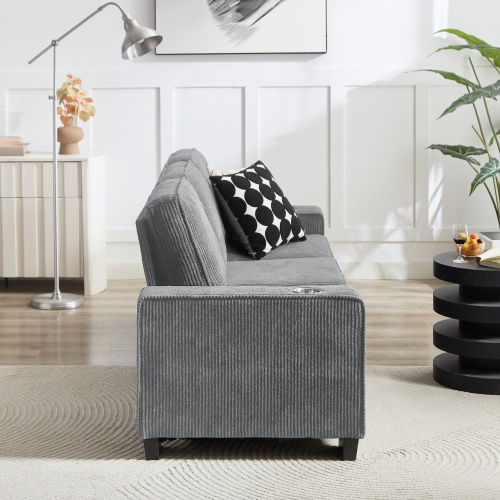 83.86Corduroy Fabric Sofa,Modern Compressed Couch,3-Seater Sofa, Furniture For Living Room,Bedroom,office - Image 6