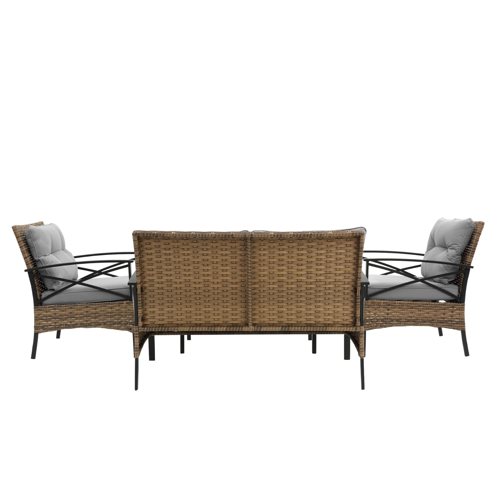 Patio 4Piece Sectional Sofa Set KD Rattan Wicker Outdoor Garden Furniture - Image 8
