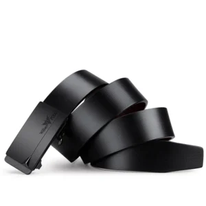 WILLIAMPOLO Genuine Leather Belt – Custom Buckle, Black/Brown for Men